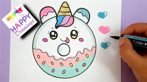 HOW TO DRAW A CUTE UNICORN DONUT - DRAWING + COLORING