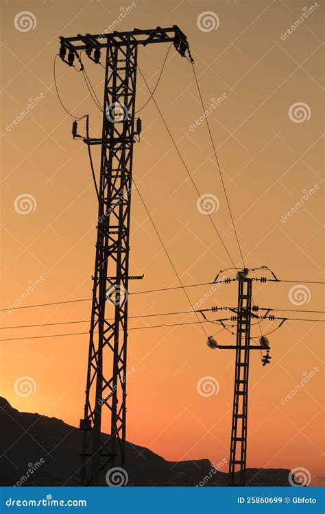 Electricity Pylons stock image. Image of frame, construction - 25860699