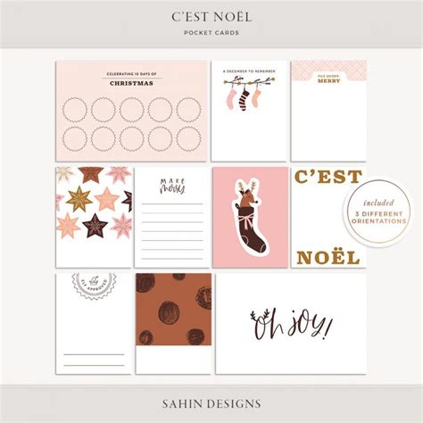 C'est Noël Printable Pocket Cards - Sahin Designs - Digital Scrapbook