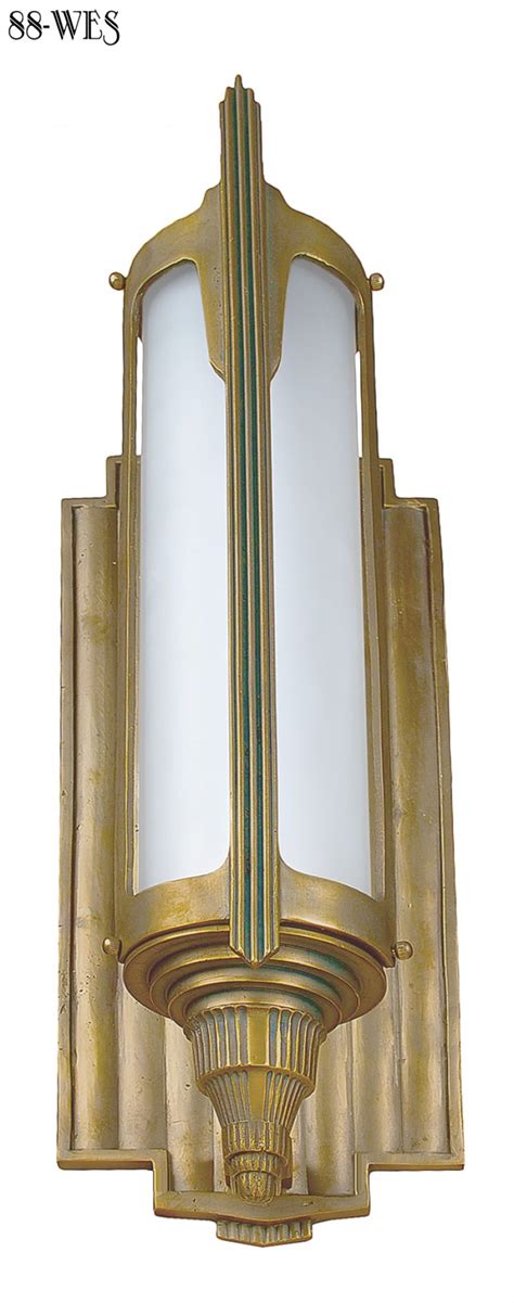 Vintage Hardware & Lighting - Art Deco Brass/Bronze Outdoor Entrance Light (88-WES)