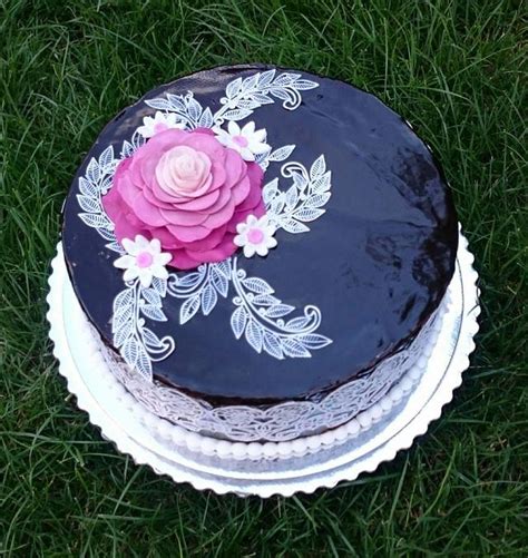 Chocolate birthday cake with flowers - Decorated Cake by - CakesDecor