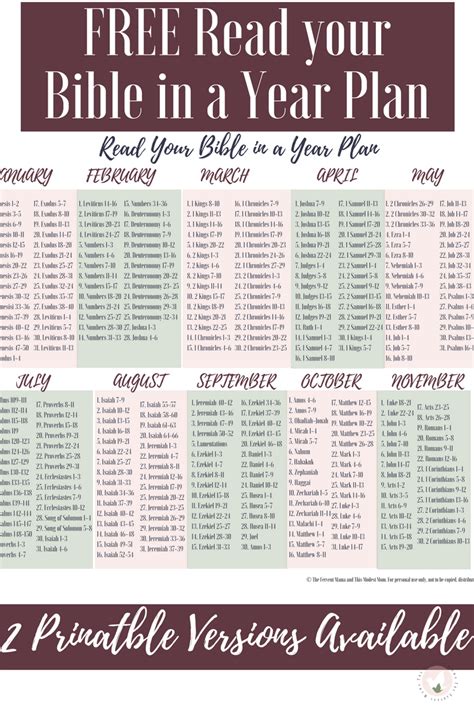 Bible in a Year Reading Plan + Free Printable