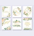 Wedding invitation floral card flowers frames Vector Image