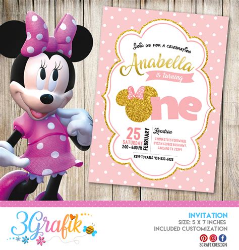 Minnie Mouse – Invitation – Printable - 3Grafik