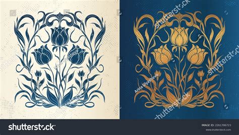 Frame Gold Tulip Style Art Nouveau Stock Vector (Royalty Free) 2261786723 | Shutterstock