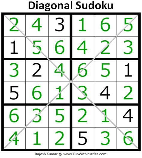 Diagonal Sudoku Puzzle (Sudoku for Kids #1)