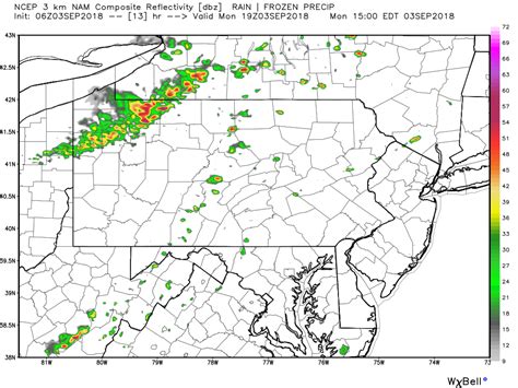 Daily Forecast for Monday, September 3rd, 2018 - PA Weather Action