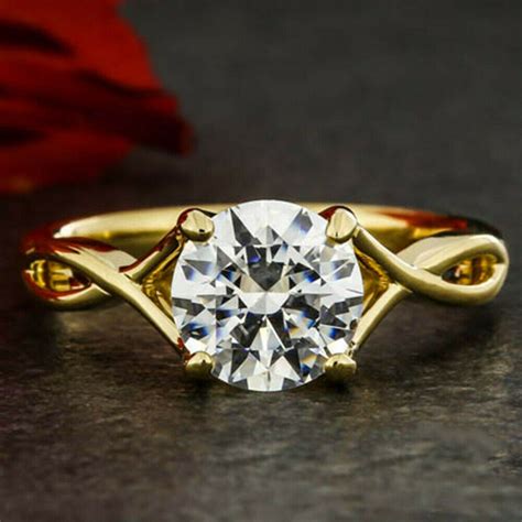 2.00 Ct Round Cut Moissanite Twisted Best Engagement Ring Solid 14k ...