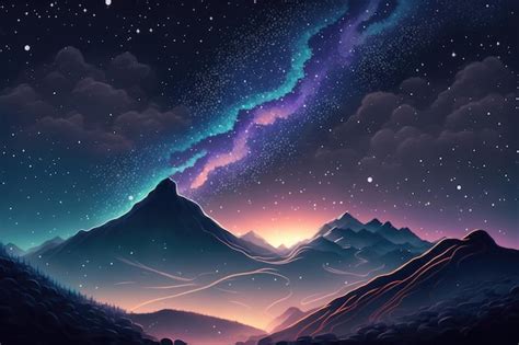 Premium AI Image | Milky way on mountain with mist field Night sky