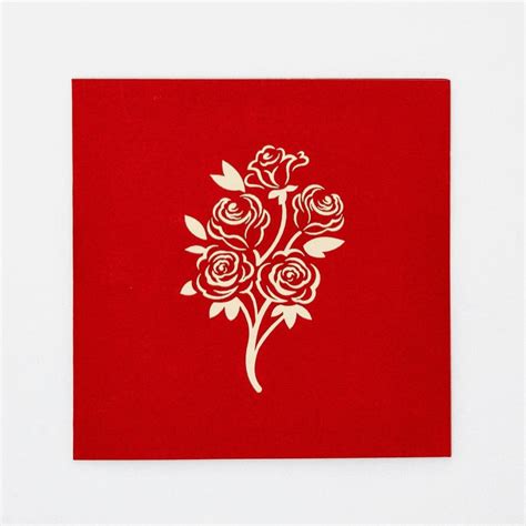 Red Rose Bouquet Flower Pop-Up Card – CardPop.co.uk