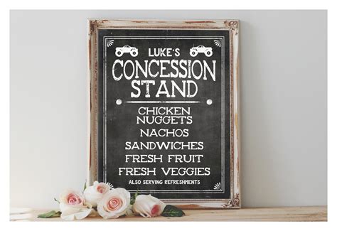 Custom 'CONCESSION STAND' Printable Sign Chalkboard | Etsy