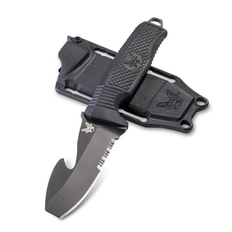 Benchmade 112 H2O Fixed Dive Rescue Knife - Black Serrated w/ Rescue ...