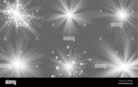 Flares and rays effect. White light burst, star sparkle. Magic ...