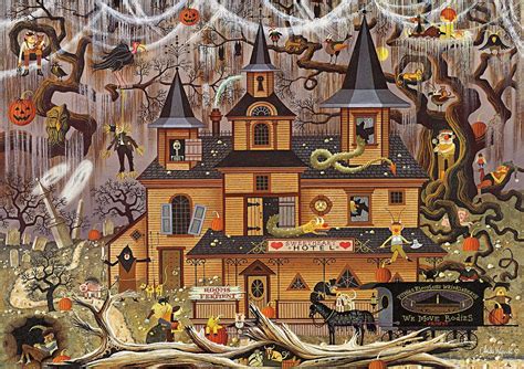 Buffalo Games - Charles Wysocki - Trick or Treat Hotel - 500 Piece Jigsaw Puzzle | Halloween ...