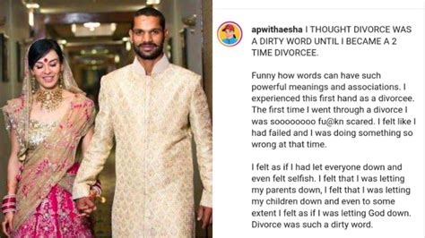 Shikhar Dhawan divorces Ayesha Mukherjee, cricketer's wife shares an emotional note.