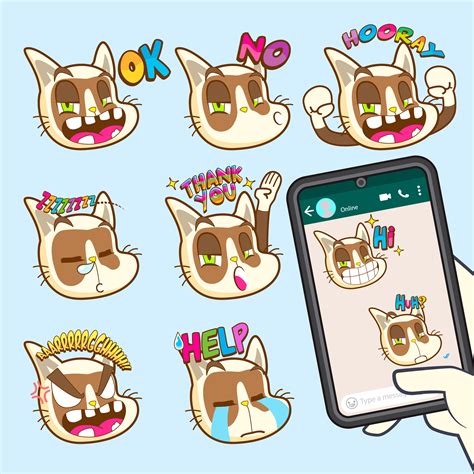 cute cat emoji sticker collections 529090 Vector Art at Vecteezy