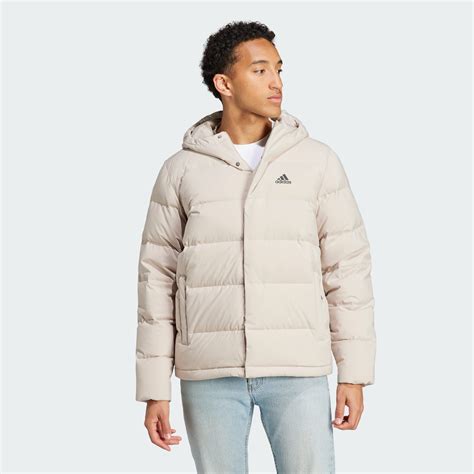 Men's Clothing - Helionic Hooded Down Jacket - Beige | adidas Saudi Arabia