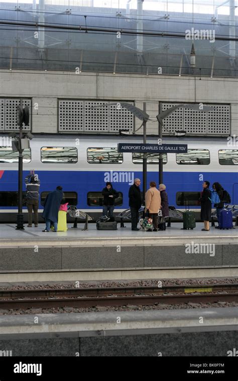 Charles de Gaulle airport, train connection Stock Photo - Alamy