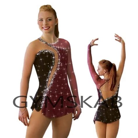 2018 Bling Figure Skating Dress Women's Girl's Customized Ice Skating Dress Long sleeved ...