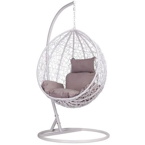 Hanging White Rattan Egg Chair | Hanging egg chair, Egg chair, Bedroom ...