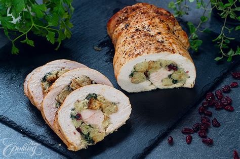 Turkey Roulade with Cranberry and Spinach Stuffing