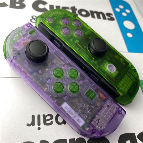 CB Custom Clear Purple & Clear Green Nintendo Switch Joycons | Etsy