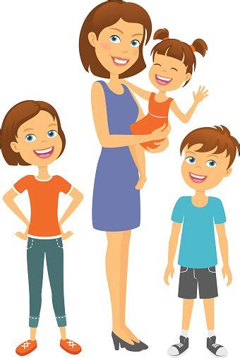 Mother With Kids Happy Family Mother With Children Stock Clipart | Royalty-Free | FreeImages