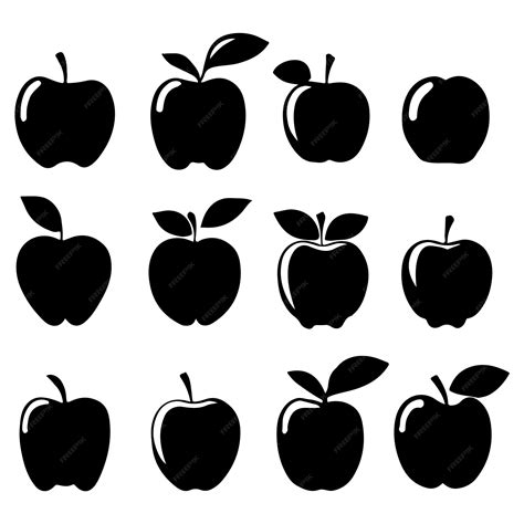 Premium Vector | Apple brand collection set monochrome design