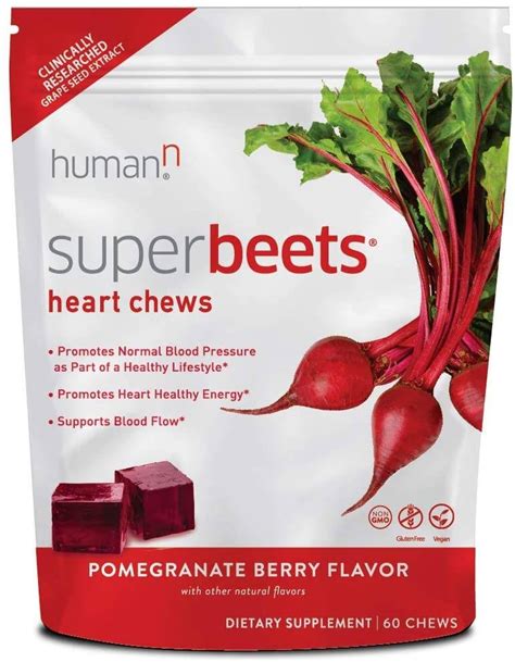 HumanN SuperBeets Heart Chews | Grape Seed Extract and Non-GMO Beet ...