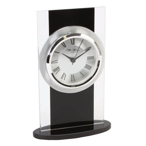 Glass and black modern mantle clock W2703