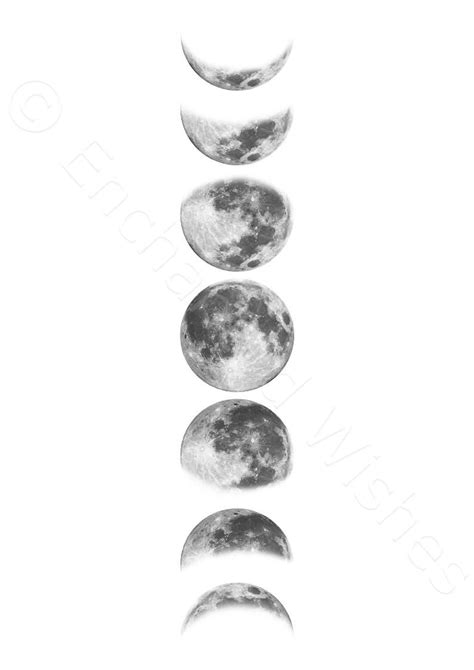 Black & White Moon Phases Print PRINTABLE, Digital Moon Poster, Moon ...