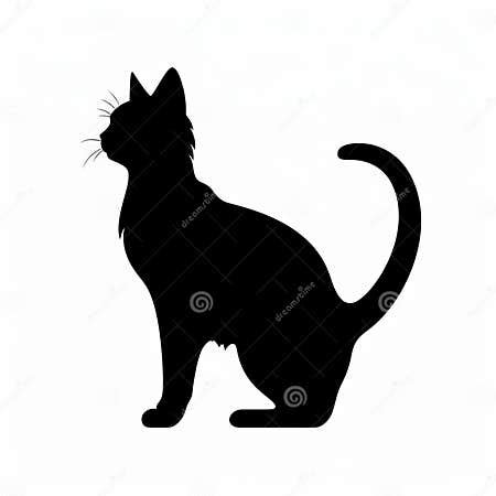 High Resolution Cat Silhouette - Cute Side View Vector Drawing Stock ...