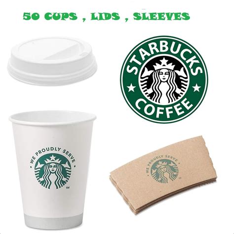 Starbucks White Disposable Hot Paper Cup, 12 Ounce, Sleeves and Lids ...