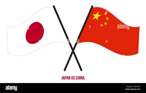 Japan and China Flags Crossed And Waving Flat Style. Official ...