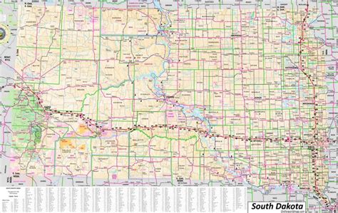 Large detailed Tourist Map of South Dakota With Cities and Towns