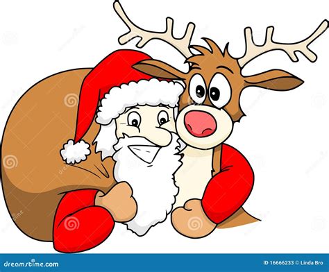 Santa and Rudolph stock vector. Illustration of december - 16666233