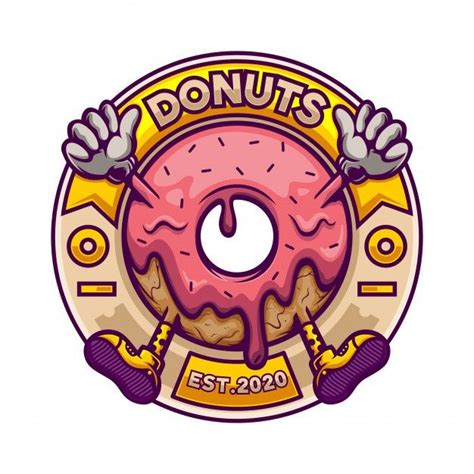 Premium Vector | Donut logo mascot in circle badge | Donut logo, Donut cartoon, Logo design