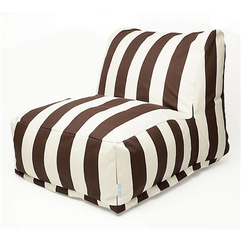 Chocolate Vertical Stripe Outdoor Bean Bag Chair | DFOHome