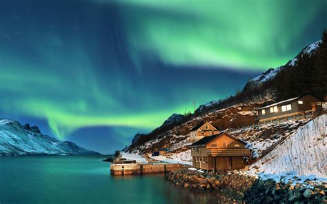 Northern Lights Wallpaper 4K, Scenery, Aurora Borealis, Norway