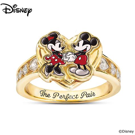 Disney Ultimate Couple Womens Romantic 18K Gold-Plated Mickey Mouse And Minnie Mouse Heart ...