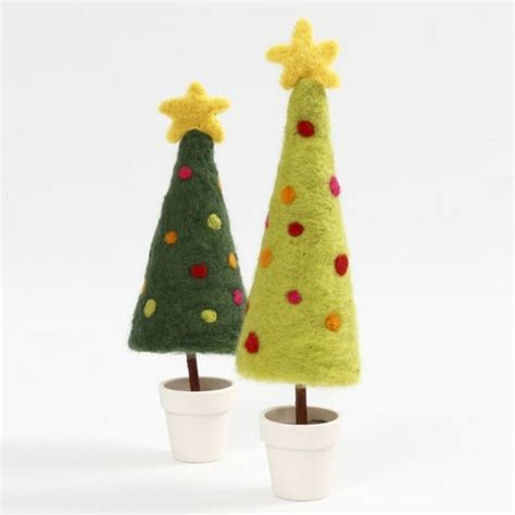 A Needle Felted Christmas Tree with a Star on a Stand in a Pot | Felt christmas ornaments, Felt ...