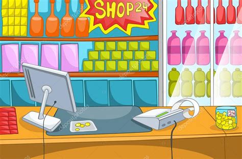 Cartoon background of supermarket. Stock Photo by ©VisualGeneration ...