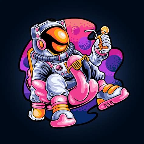 Premium Vector | Relaxing astronaut on space