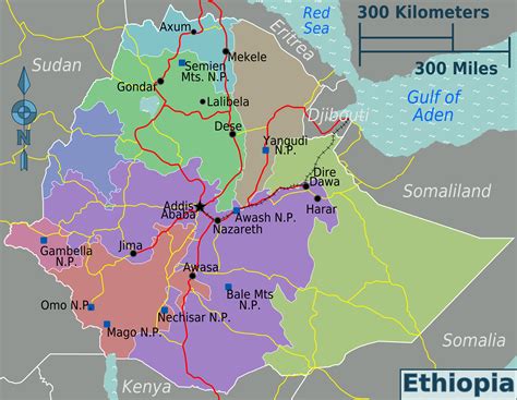 Ethiopia Regions Map • Mapsof.net