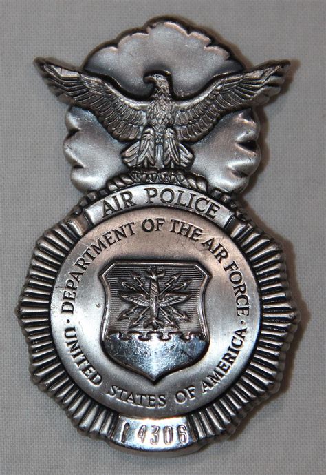 U008. OBSOLETE USAF AIR POLICE BADGE WITH SERIAL NUMBER - B & B Militaria