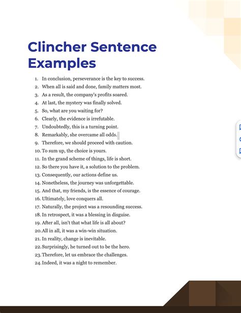 Clincher Sentence - 99+ Examples, PDF, Tips