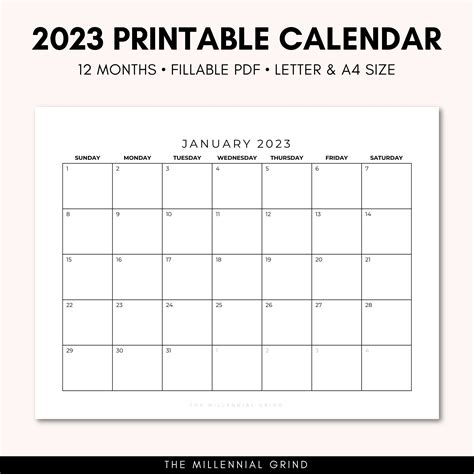 2023 Calendar Printable 2023 Calendar Template 2023 - Etsy Canada