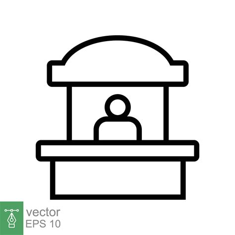 Sales booth icon. Simple outline style. Booth window, ticket counter ...