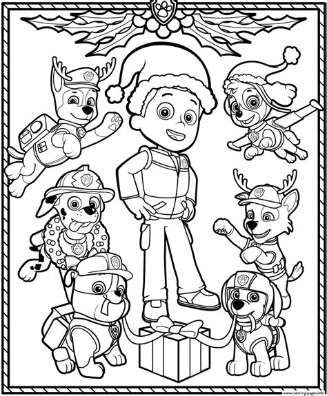 Paw Patrol Holiday Christmas Coloring page Printable