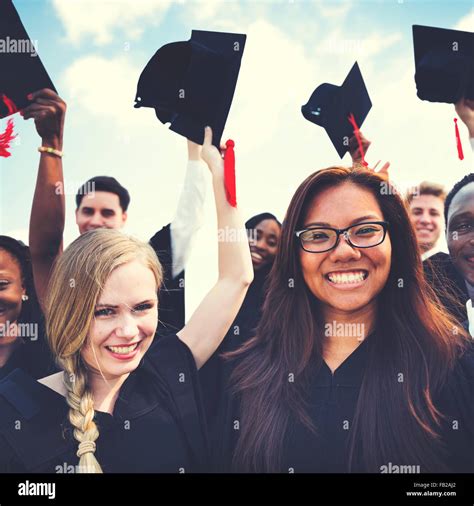 Group of Diverse Students Celebrating Graduation Concept Stock Photo - Alamy